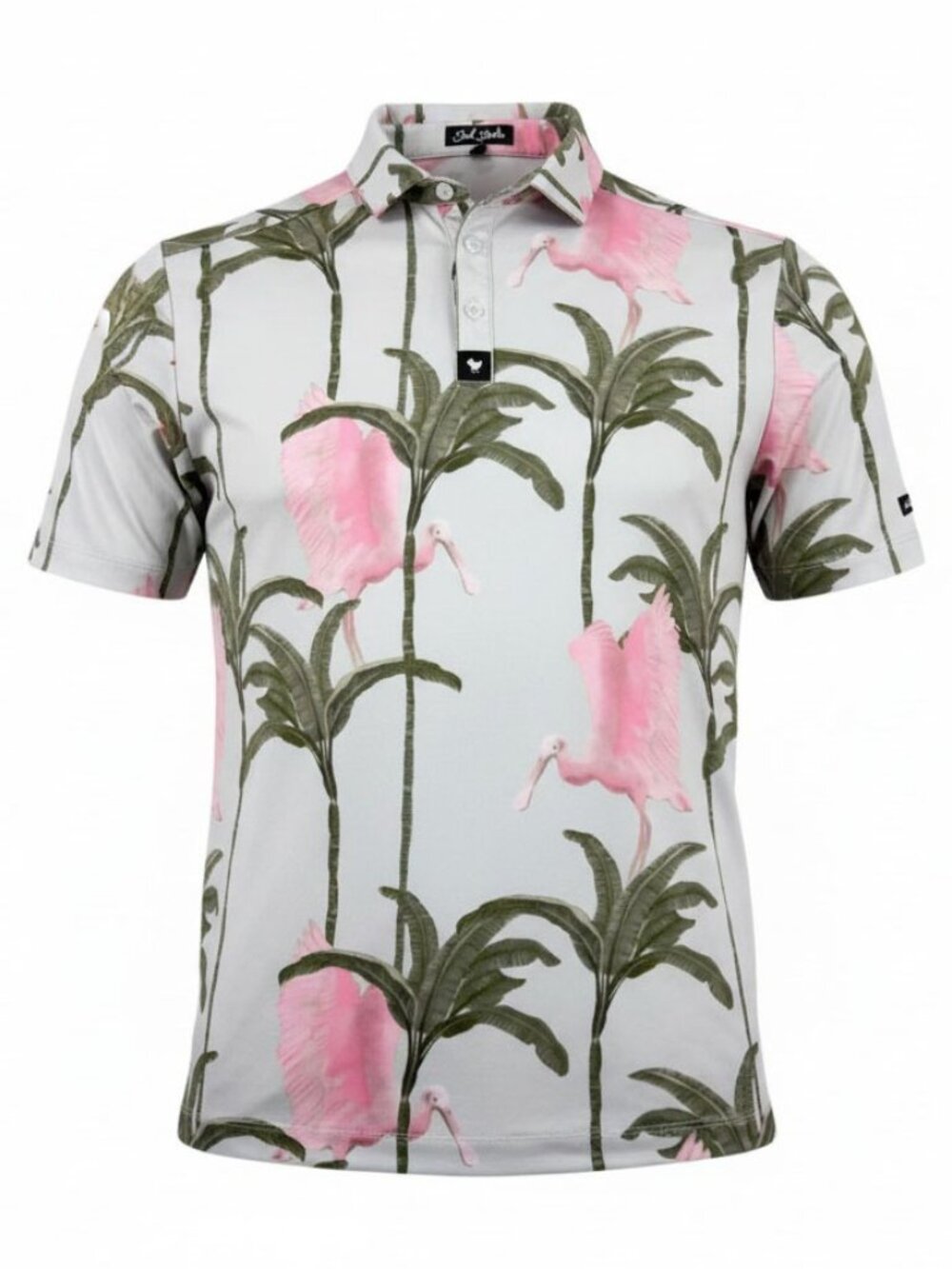 Bad Birdie Flamingo Low Core Golf Polo Mens Size S SLIM FIT Floral